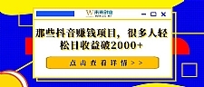 那些抖音赚钱项目，很多人轻松日收益破2000+【视频教程】